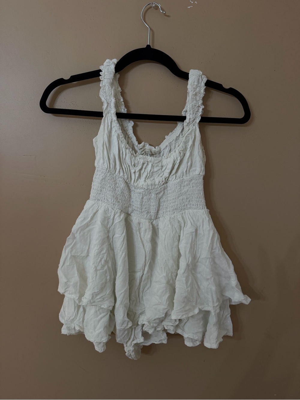 Urban outfitters White Ruffled Tiered white romper